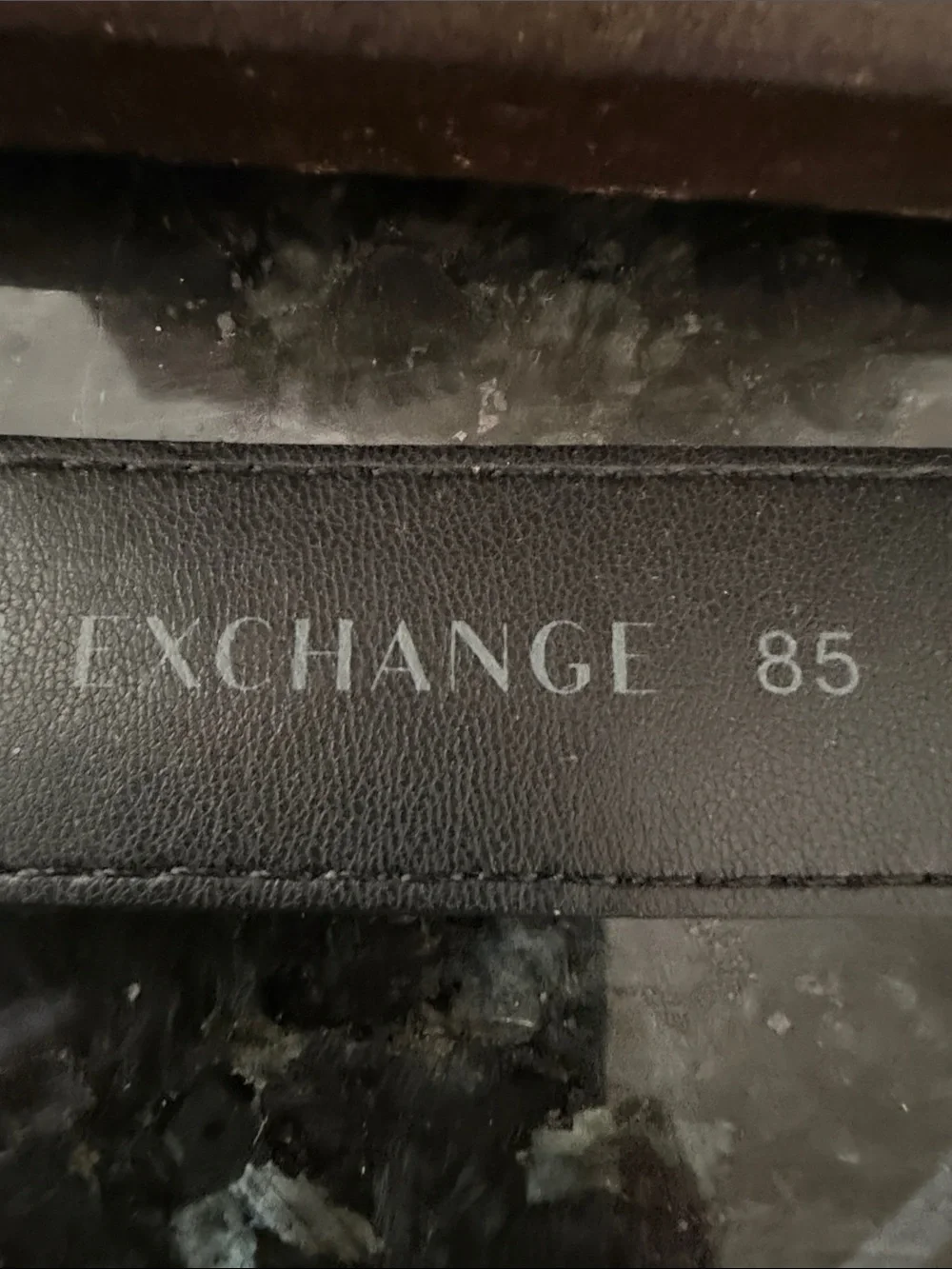 Armani Exchange Black Croc Embossed Belt Gold AX Logo Buckle 40”
